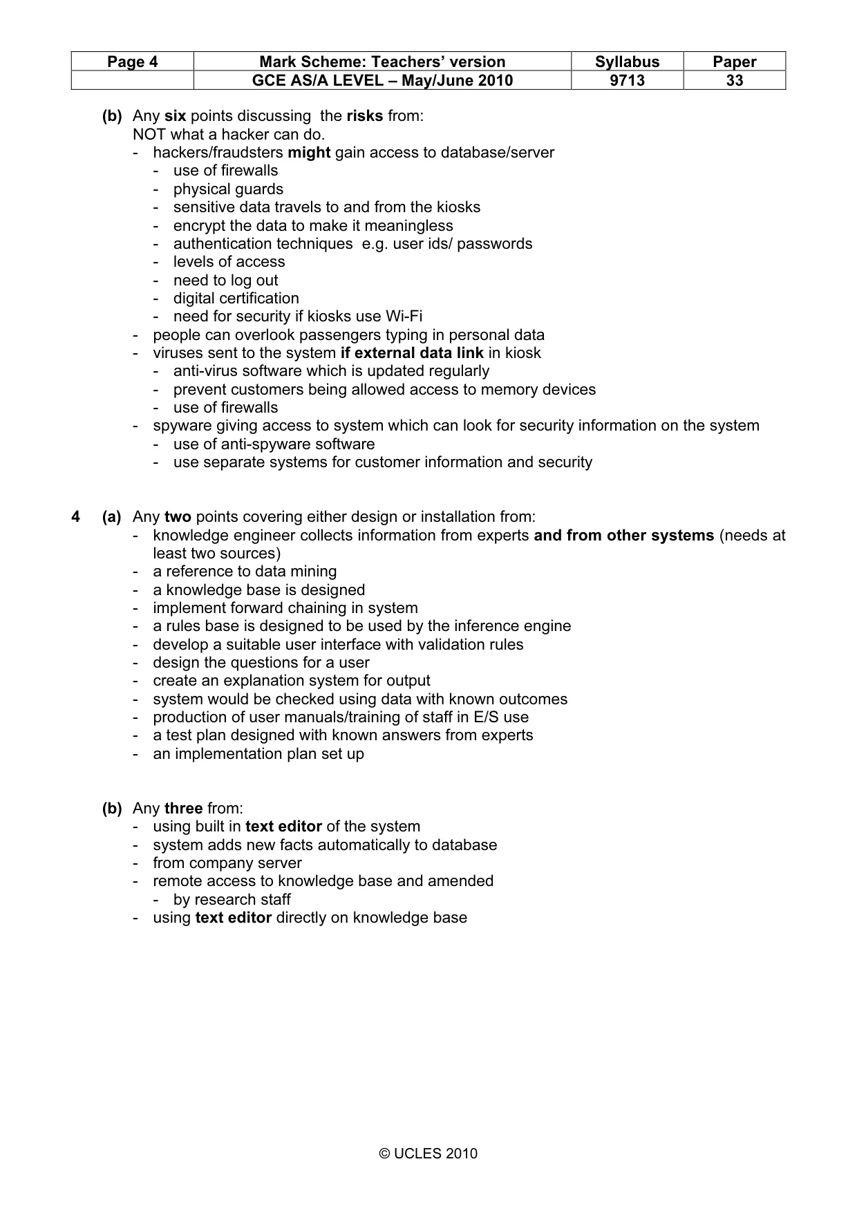 Mark scheme, page 4 of 8