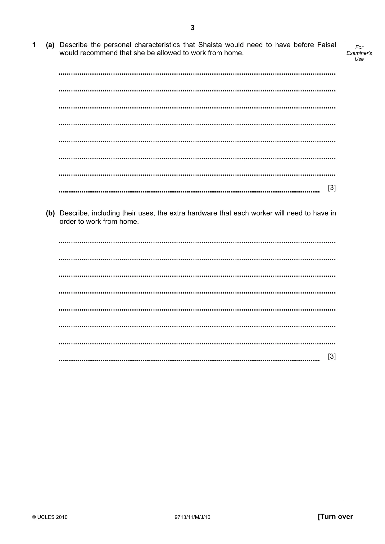 Cambridge A Level Applied Information and Communication Technology 9713 2010 May/June Paper 1 · Variant 1 question paper, page 3 of 20