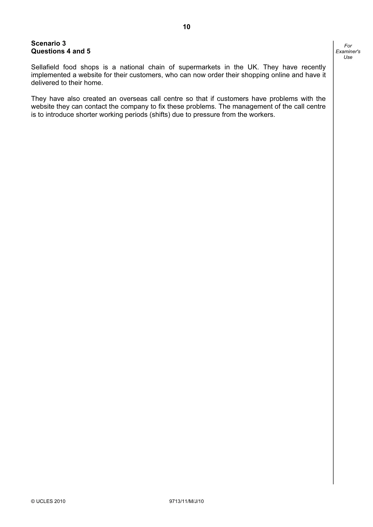 Cambridge A Level Applied Information and Communication Technology 9713 2010 May/June Paper 1 · Variant 1 question paper, page 10 of 20