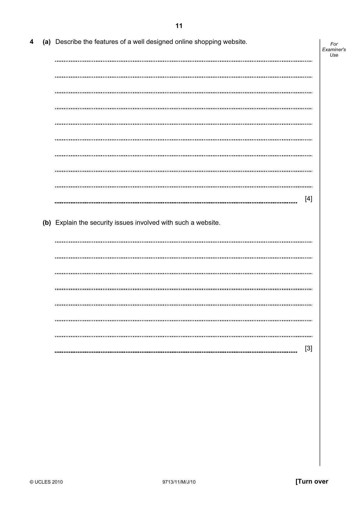 Cambridge A Level Applied Information and Communication Technology 9713 2010 May/June Paper 1 · Variant 1 question paper, page 11 of 20