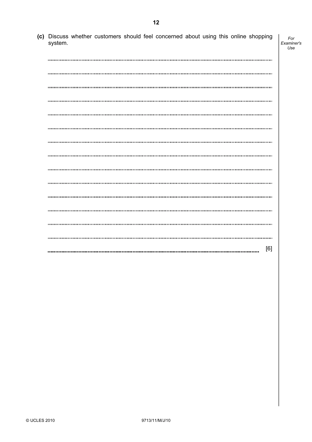 Cambridge A Level Applied Information and Communication Technology 9713 2010 May/June Paper 1 · Variant 1 question paper, page 12 of 20