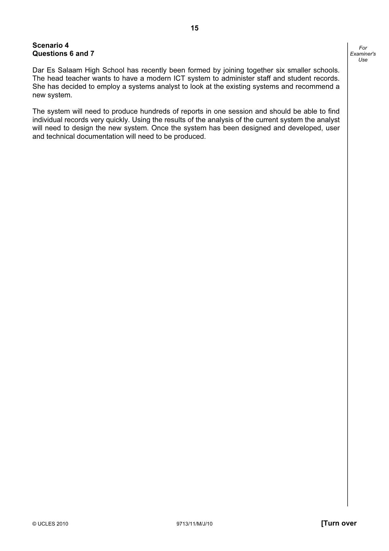 Cambridge A Level Applied Information and Communication Technology 9713 2010 May/June Paper 1 · Variant 1 question paper, page 15 of 20