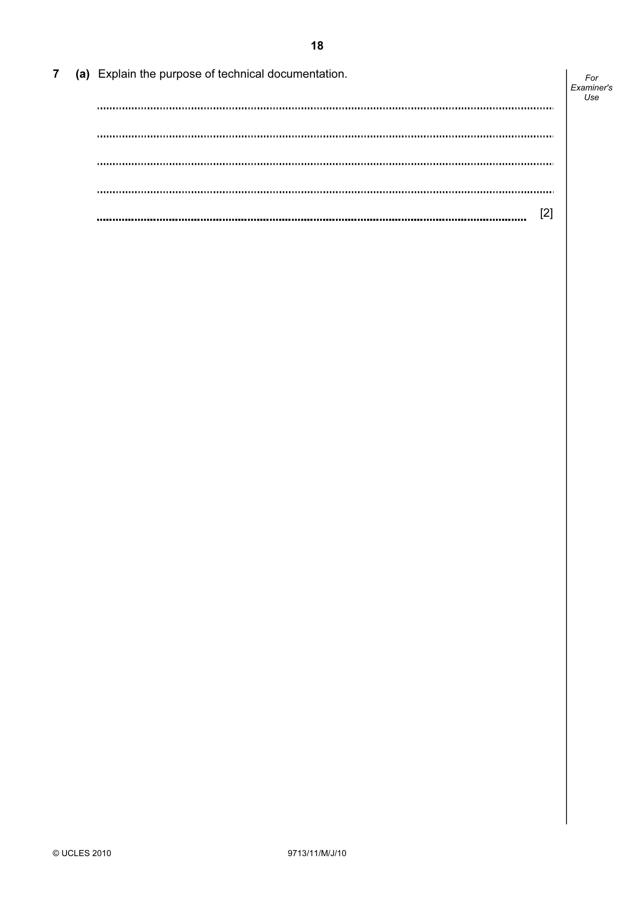 Cambridge A Level Applied Information and Communication Technology 9713 2010 May/June Paper 1 · Variant 1 question paper, page 18 of 20