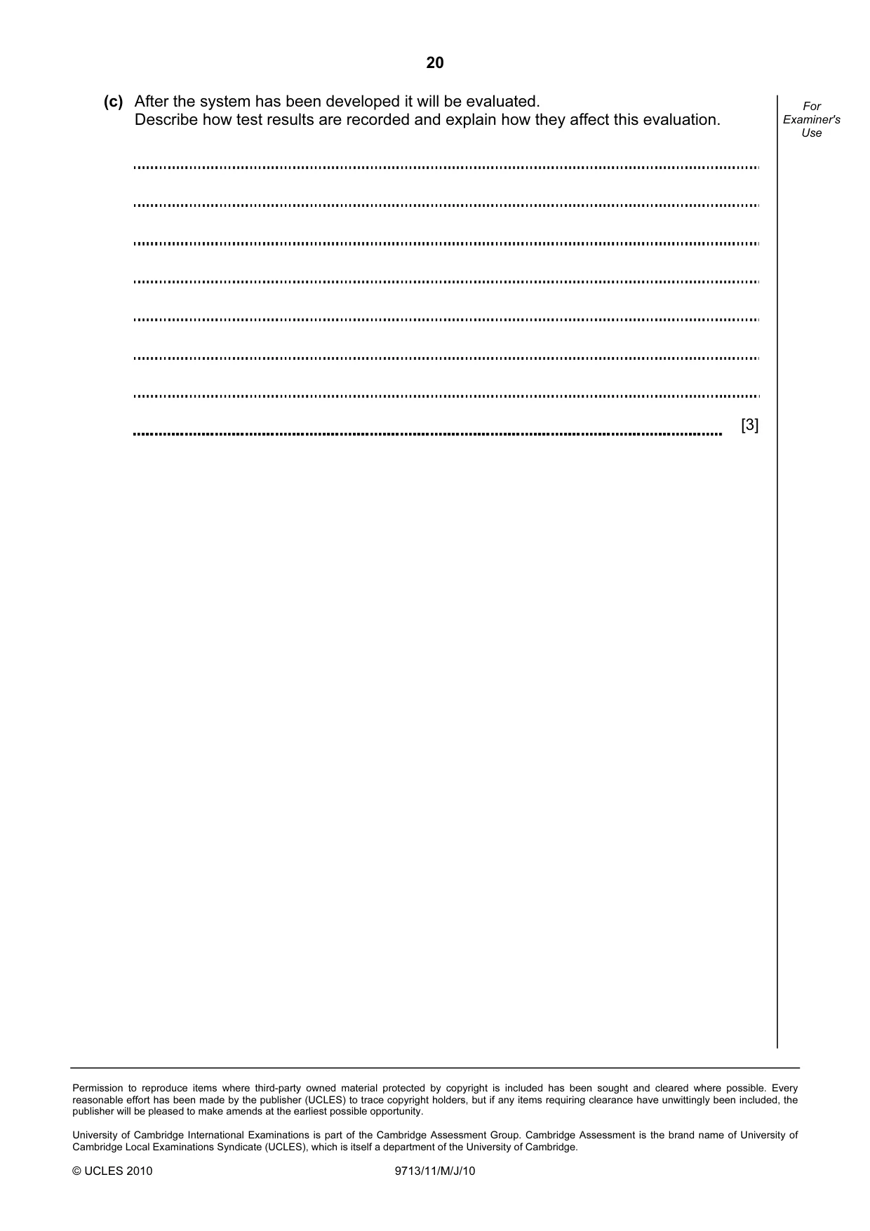 Cambridge A Level Applied Information and Communication Technology 9713 2010 May/June Paper 1 · Variant 1 question paper, page 20 of 20