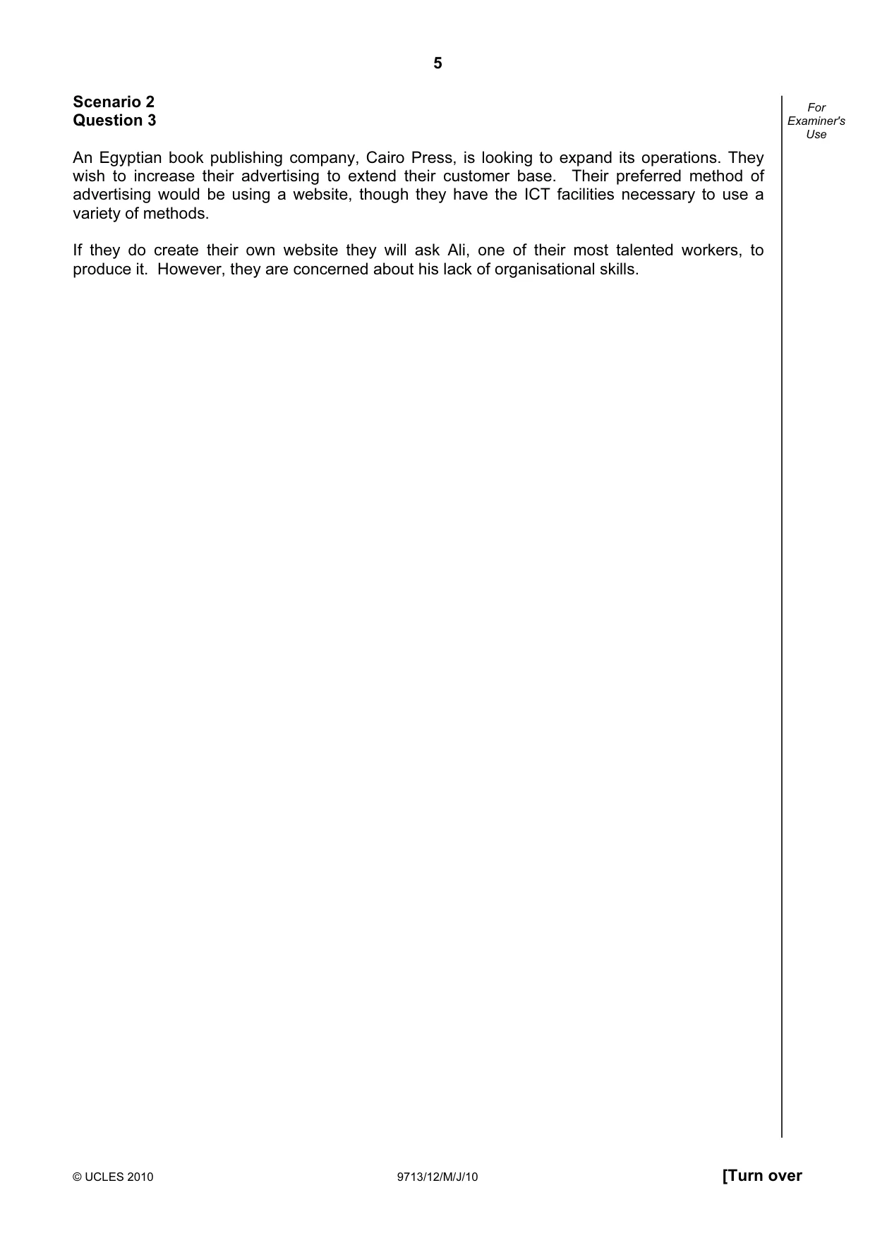 Cambridge A Level Applied Information and Communication Technology 9713 2010 May/June Paper 1 · Variant 2 question paper, page 5 of 20