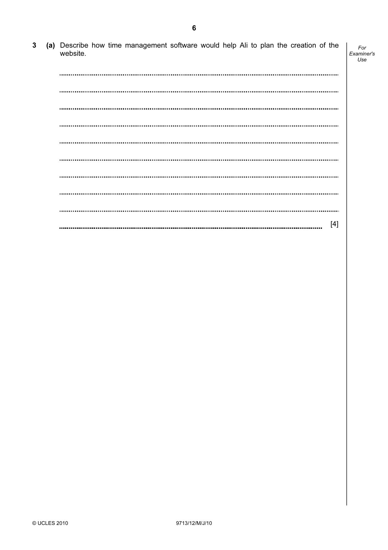 Cambridge A Level Applied Information and Communication Technology 9713 2010 May/June Paper 1 · Variant 2 question paper, page 6 of 20