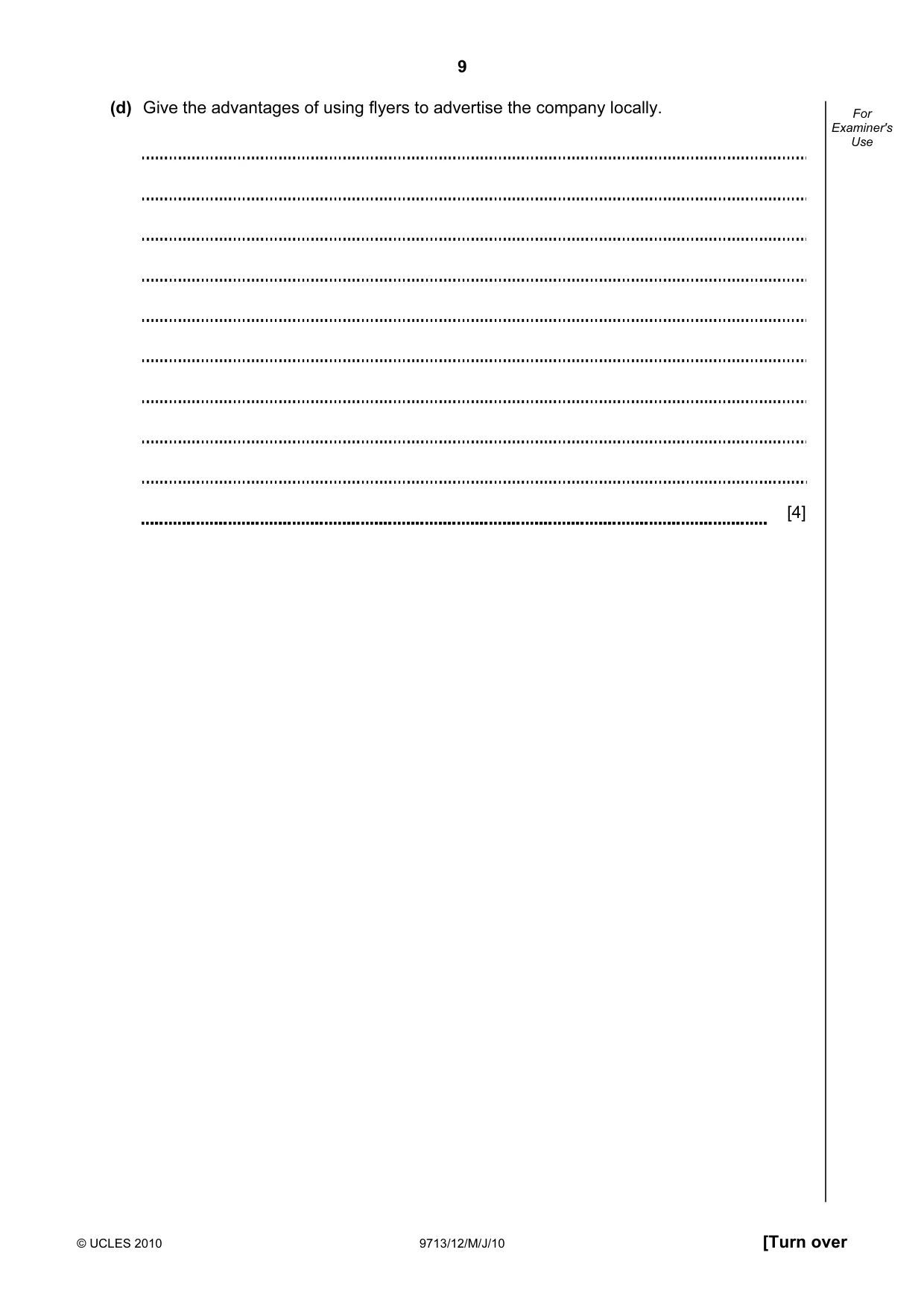 Cambridge A Level Applied Information and Communication Technology 9713 2010 May/June Paper 1 · Variant 2 question paper, page 9 of 20
