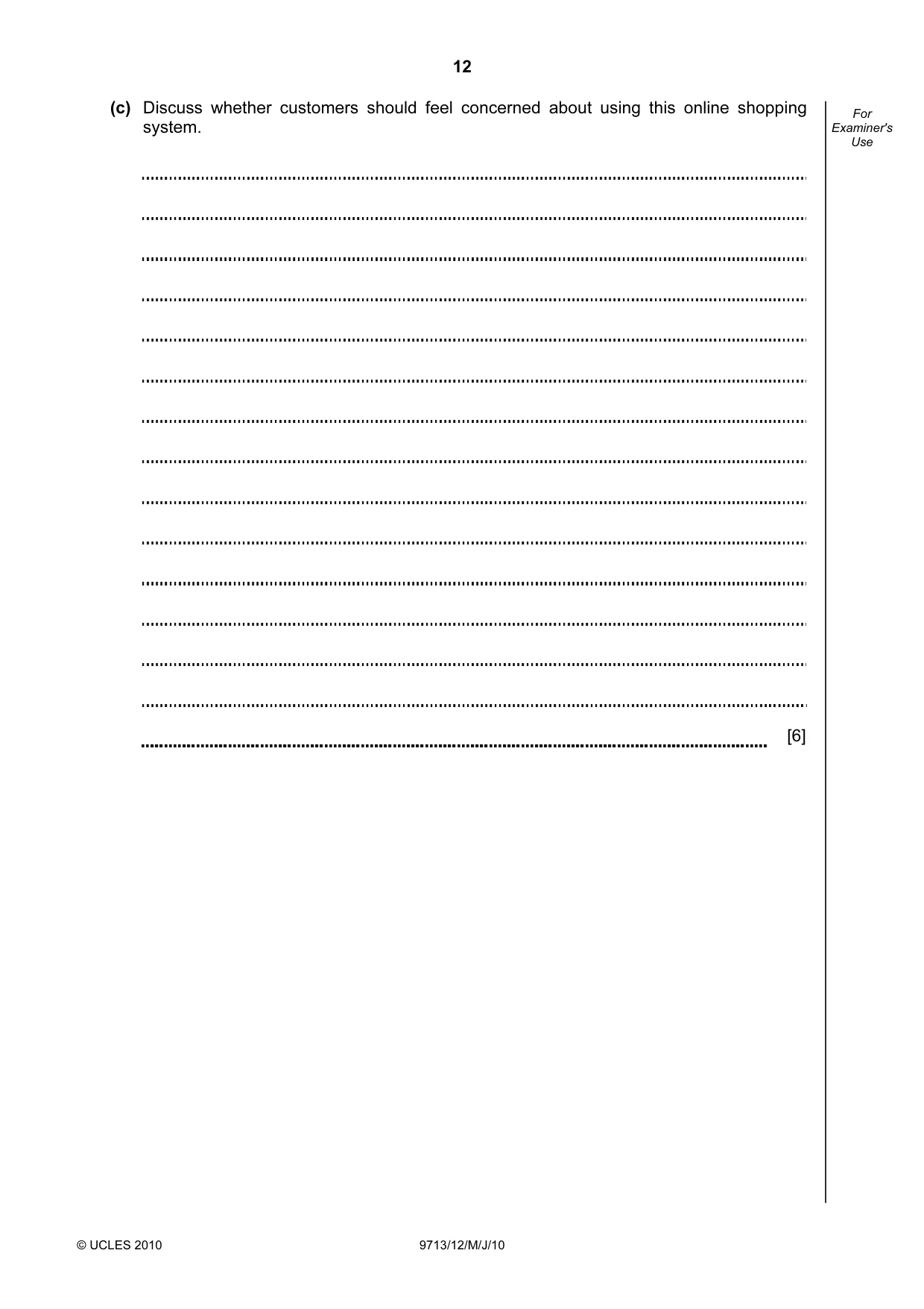 Cambridge A Level Applied Information and Communication Technology 9713 2010 May/June Paper 1 · Variant 2 question paper, page 12 of 20