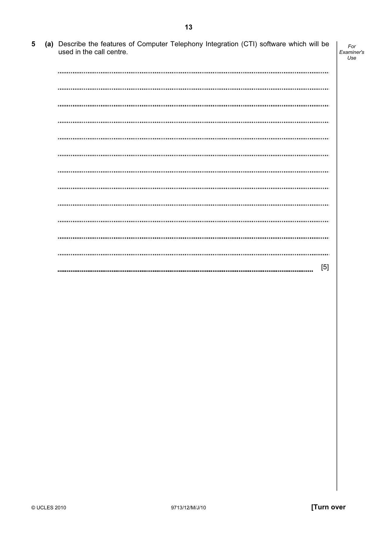 Cambridge A Level Applied Information and Communication Technology 9713 2010 May/June Paper 1 · Variant 2 question paper, page 13 of 20
