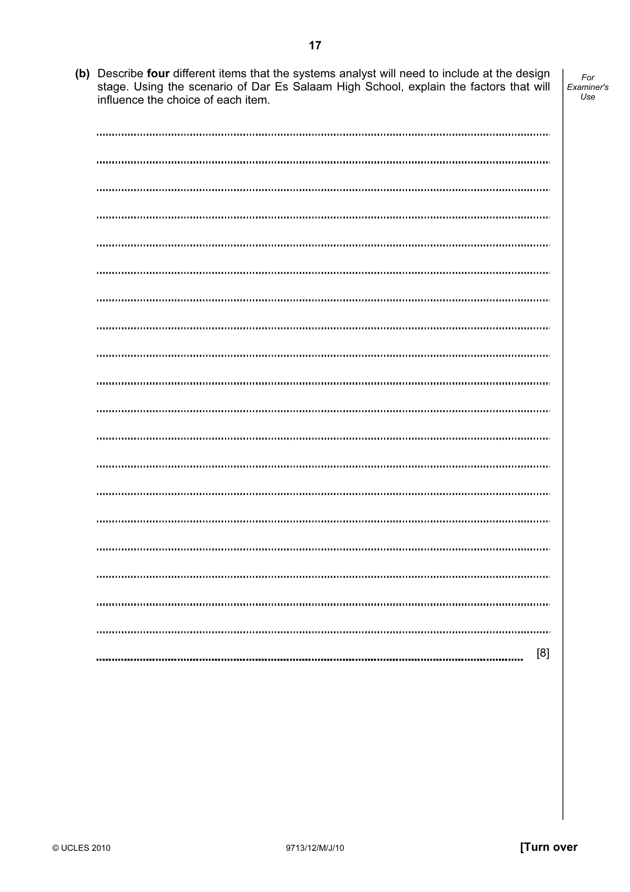 Cambridge A Level Applied Information and Communication Technology 9713 2010 May/June Paper 1 · Variant 2 question paper, page 17 of 20