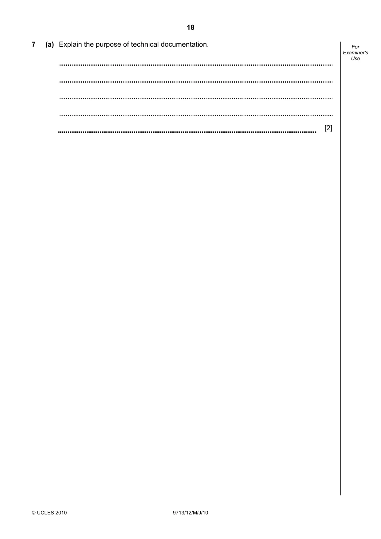 Cambridge A Level Applied Information and Communication Technology 9713 2010 May/June Paper 1 · Variant 2 question paper, page 18 of 20