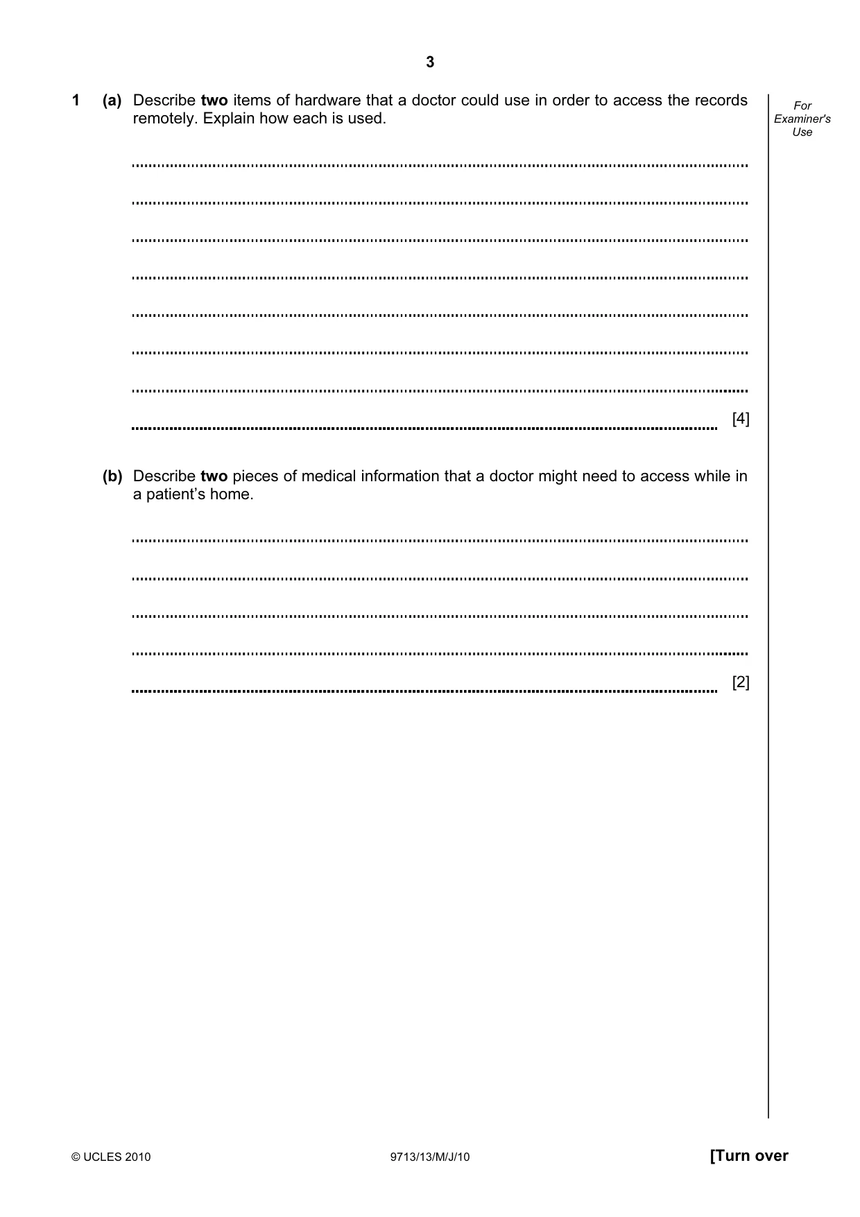 Cambridge A Level Applied Information and Communication Technology 9713 2010 May/June Paper 1 · Variant 3 question paper, page 3 of 20