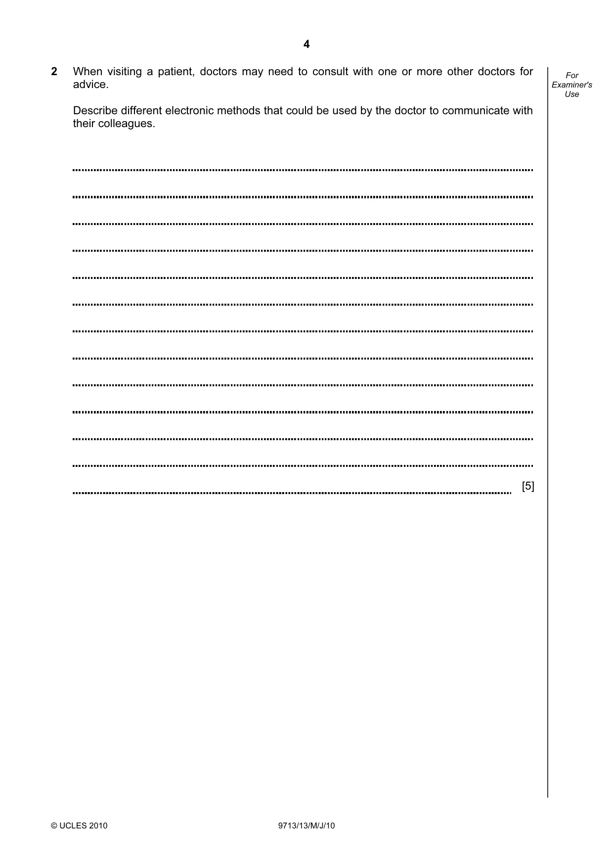 Cambridge A Level Applied Information and Communication Technology 9713 2010 May/June Paper 1 · Variant 3 question paper, page 4 of 20