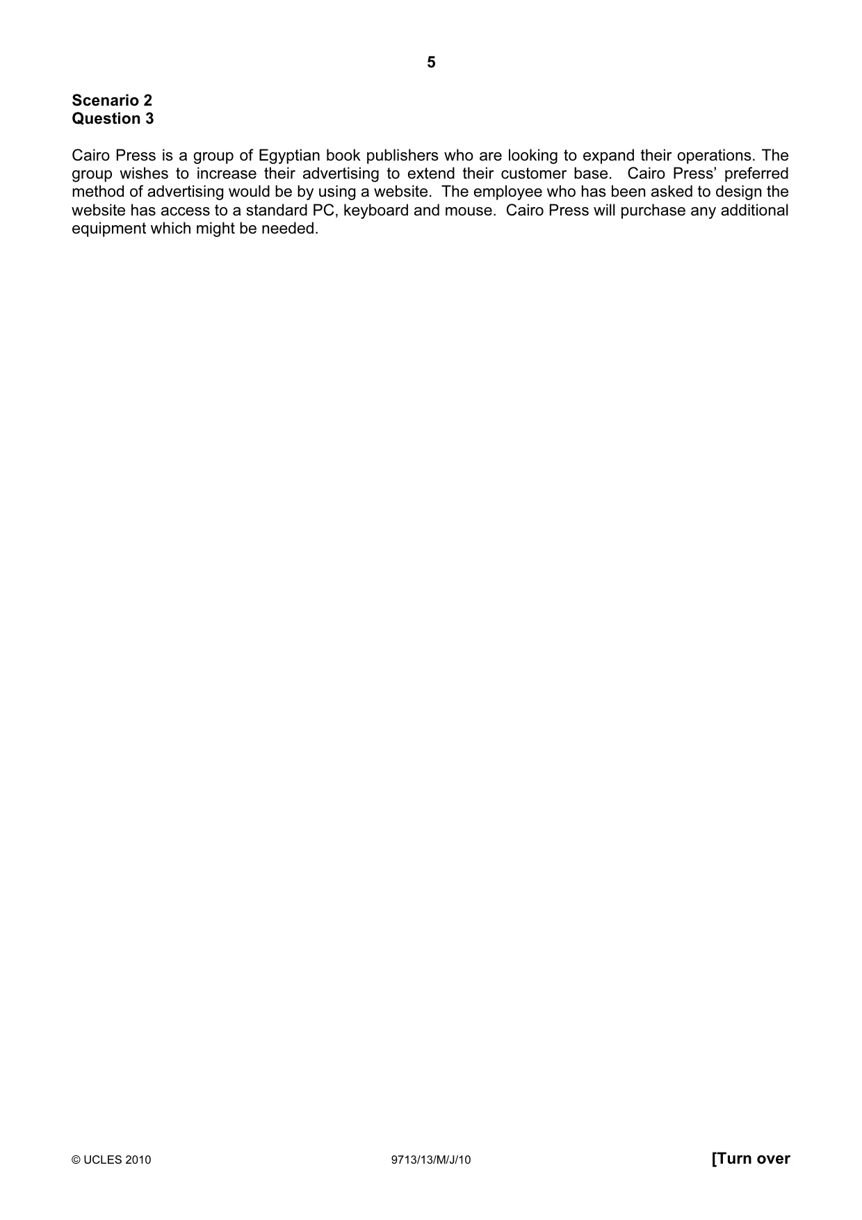 Cambridge A Level Applied Information and Communication Technology 9713 2010 May/June Paper 1 · Variant 3 question paper, page 5 of 20