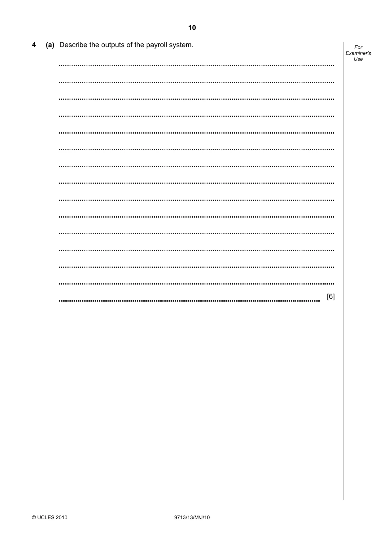 Cambridge A Level Applied Information and Communication Technology 9713 2010 May/June Paper 1 · Variant 3 question paper, page 10 of 20