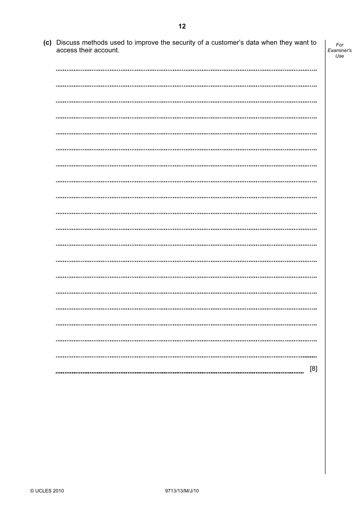 Cambridge A Level Applied Information and Communication Technology 9713 2010 May/June Paper 1 · Variant 3 question paper, page 12 of 20