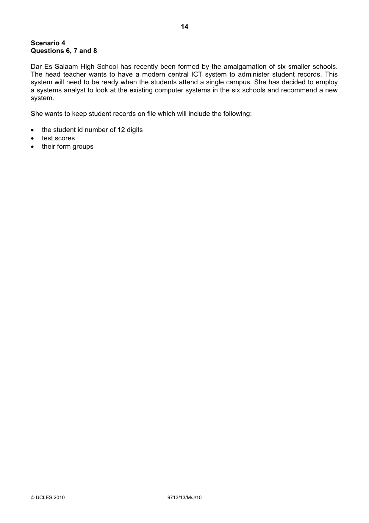Cambridge A Level Applied Information and Communication Technology 9713 2010 May/June Paper 1 · Variant 3 question paper, page 14 of 20