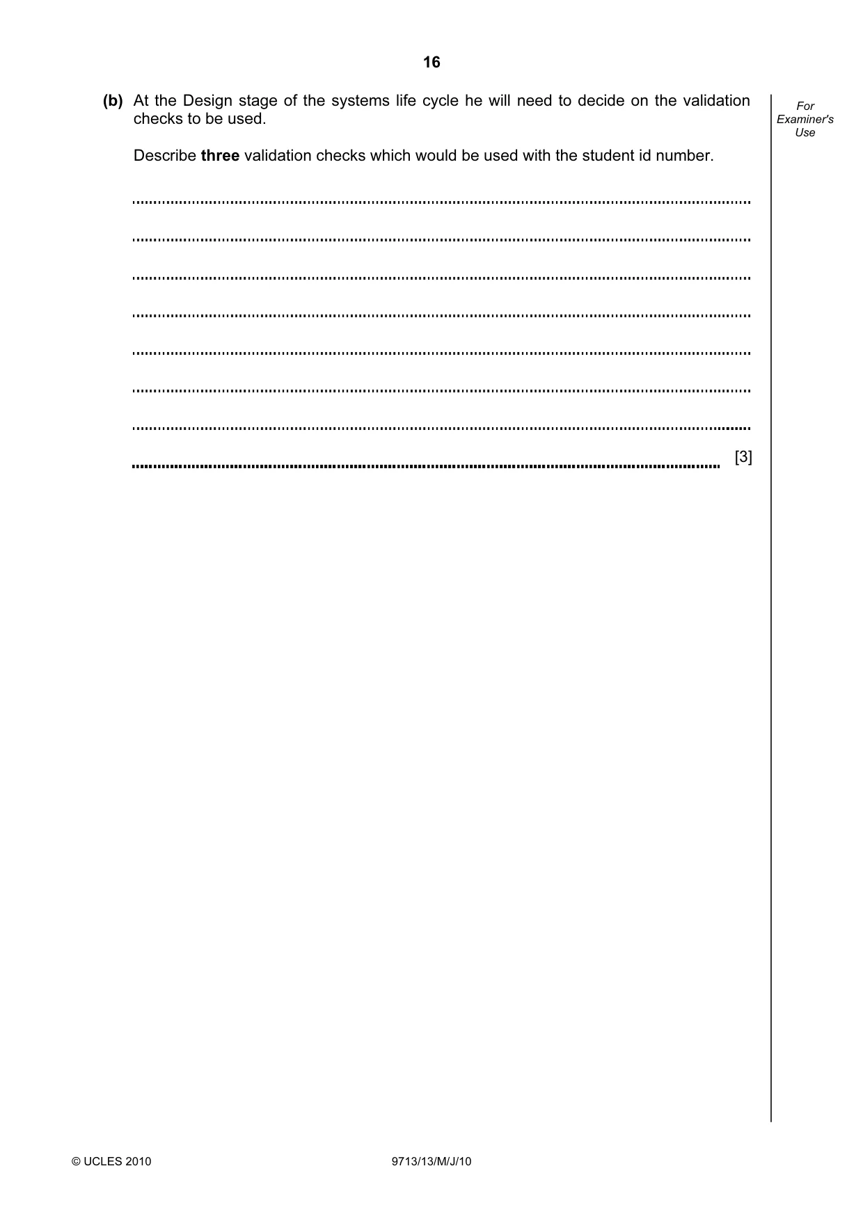 Cambridge A Level Applied Information and Communication Technology 9713 2010 May/June Paper 1 · Variant 3 question paper, page 16 of 20
