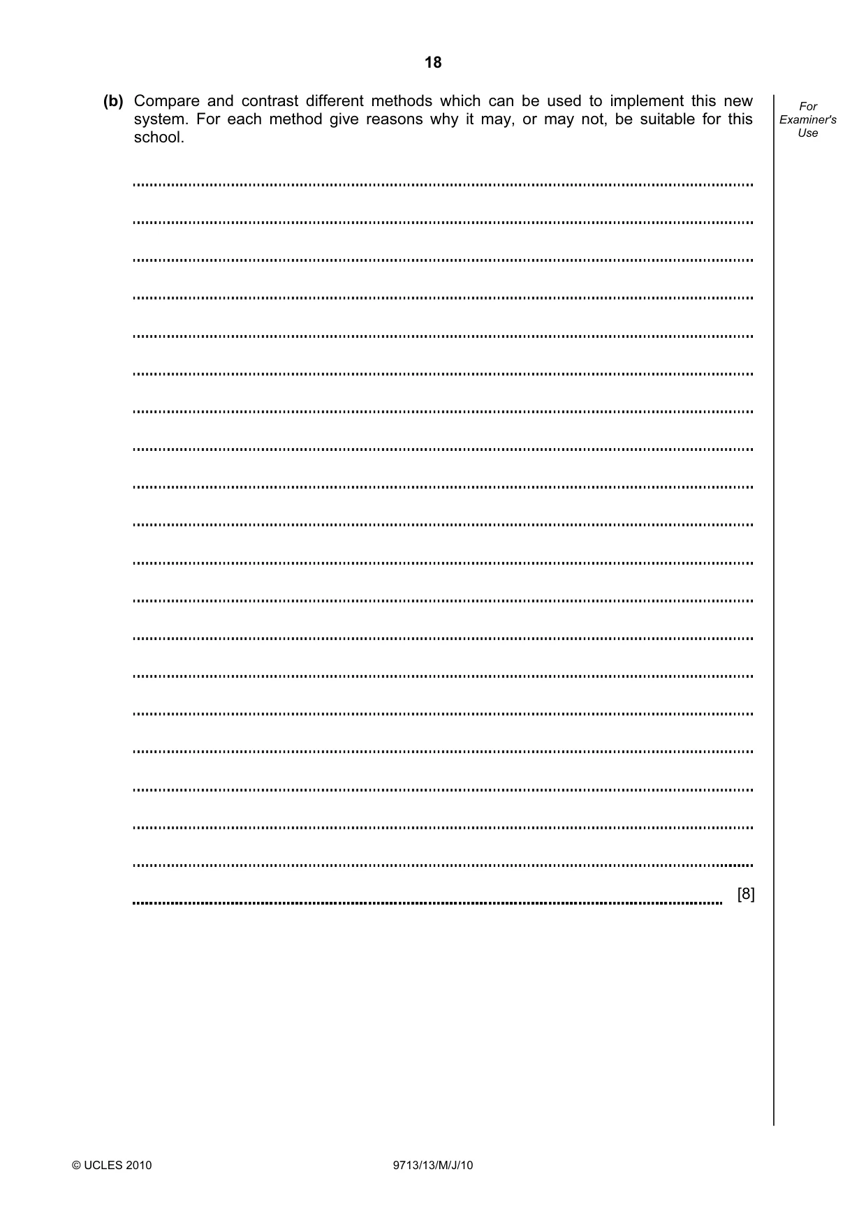 Cambridge A Level Applied Information and Communication Technology 9713 2010 May/June Paper 1 · Variant 3 question paper, page 18 of 20