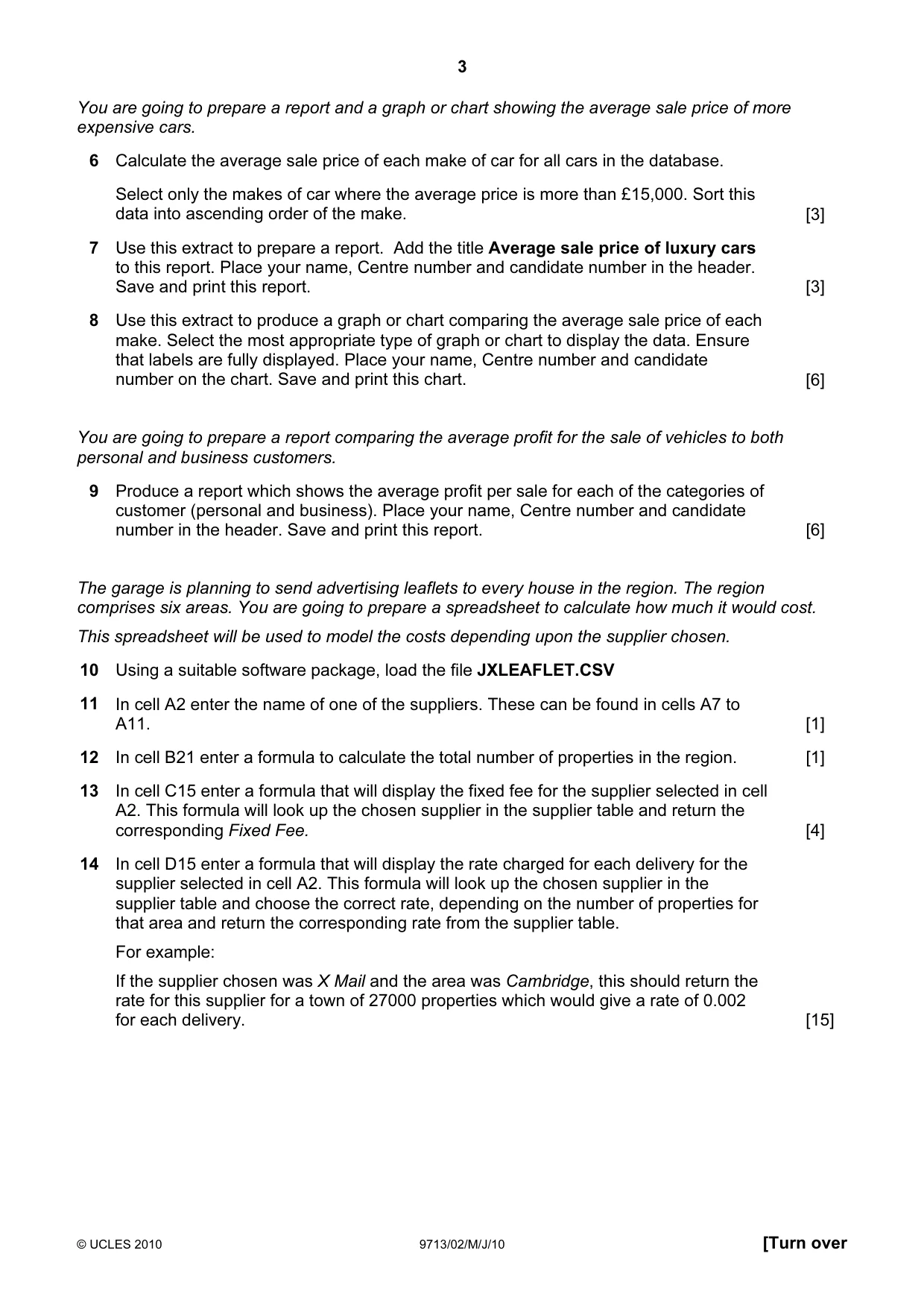 Cambridge A Level Applied Information and Communication Technology 9713 2010 May/June Paper 2 · Variant 1 question paper, page 3 of 4