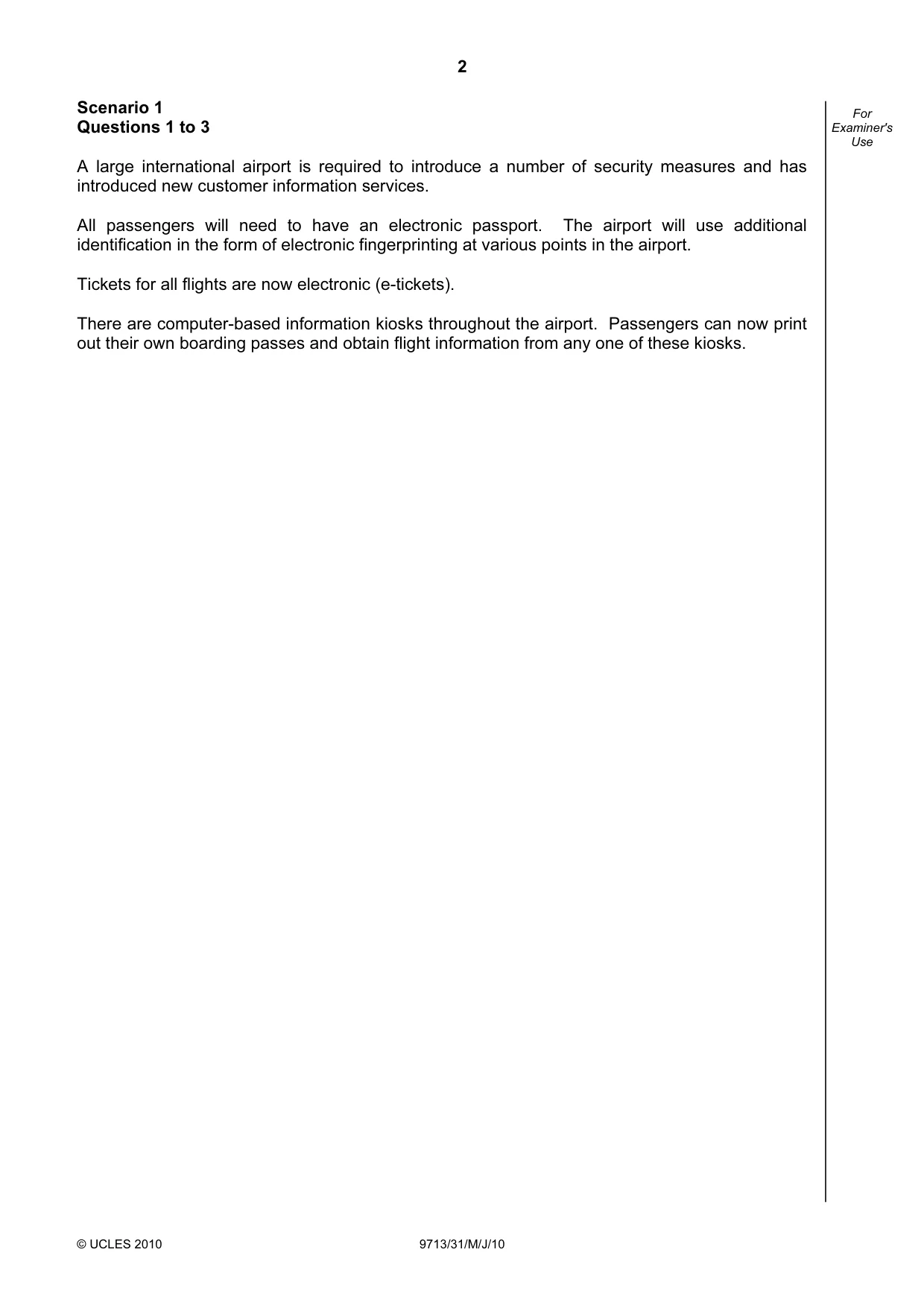 Cambridge A Level Applied Information and Communication Technology 9713 2010 May/June Paper 3 · Variant 1 question paper, page 2 of 20