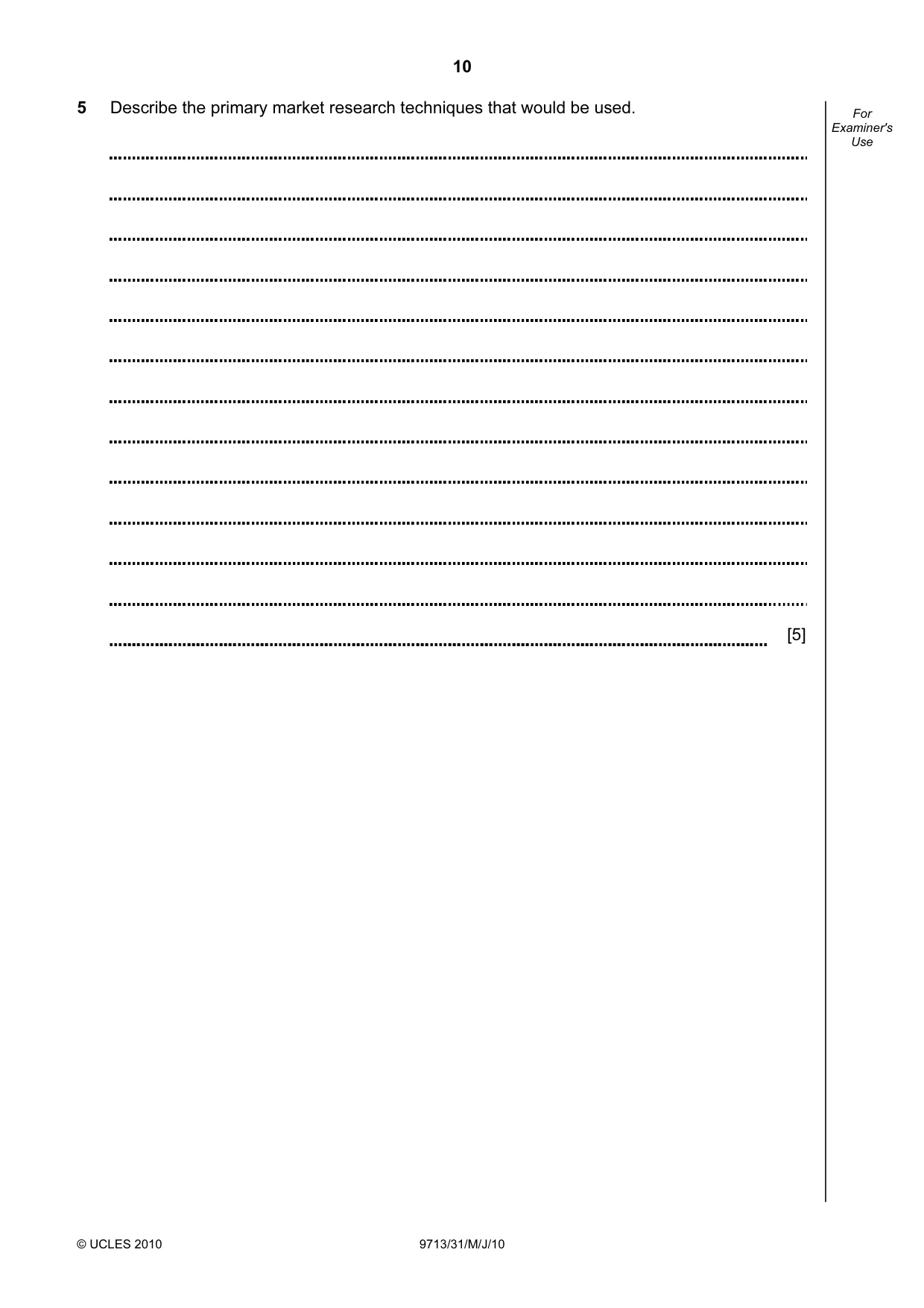 Cambridge A Level Applied Information and Communication Technology 9713 2010 May/June Paper 3 · Variant 1 question paper, page 10 of 20