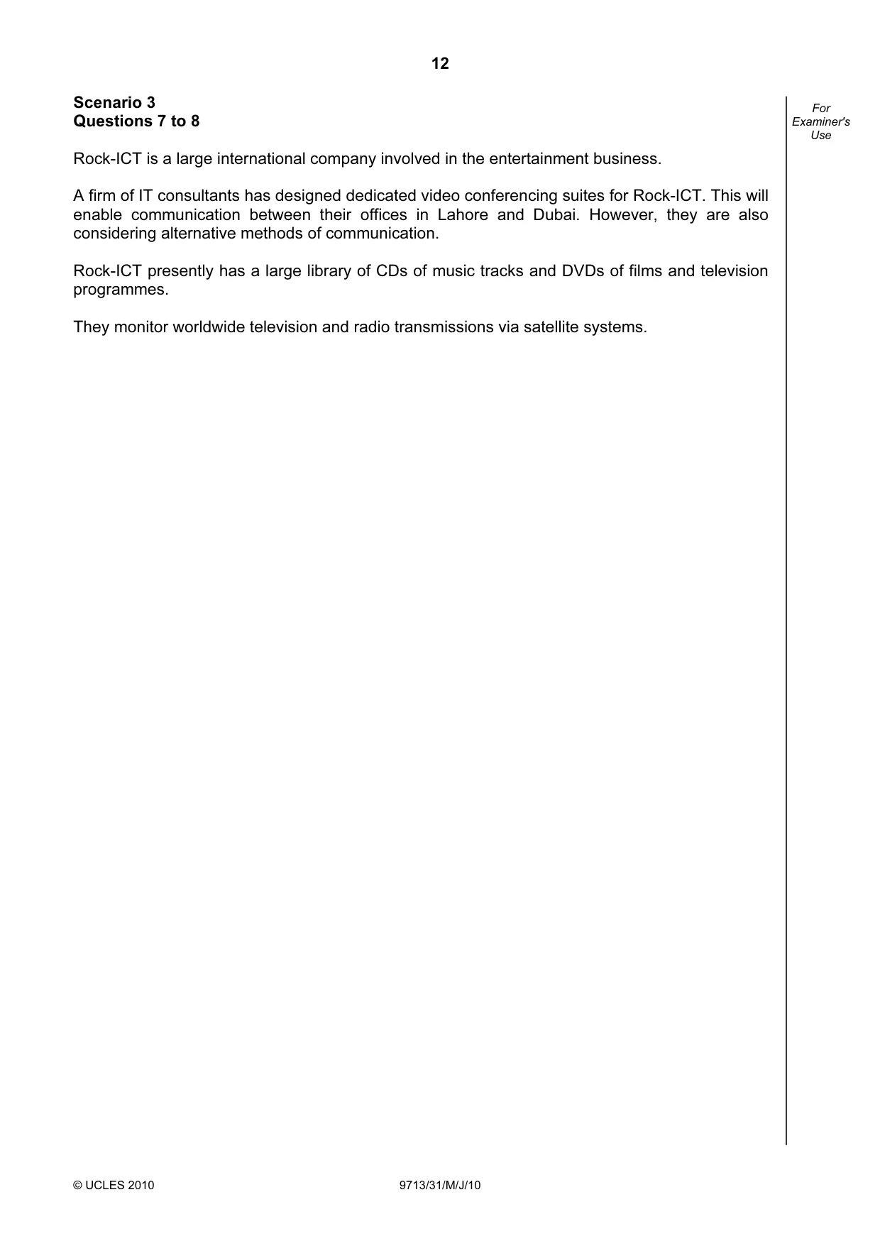 Cambridge A Level Applied Information and Communication Technology 9713 2010 May/June Paper 3 · Variant 1 question paper, page 12 of 20
