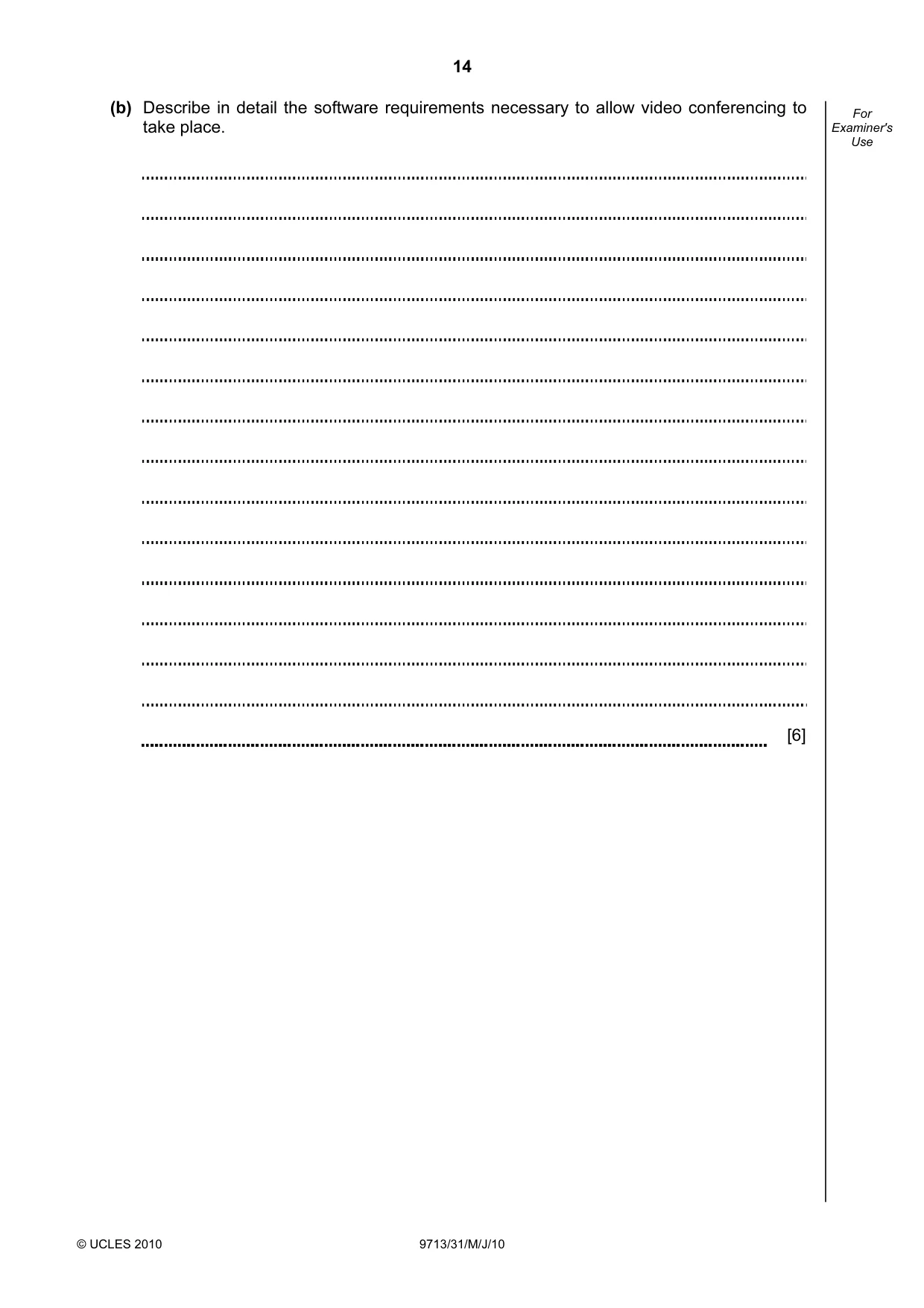 Cambridge A Level Applied Information and Communication Technology 9713 2010 May/June Paper 3 · Variant 1 question paper, page 14 of 20