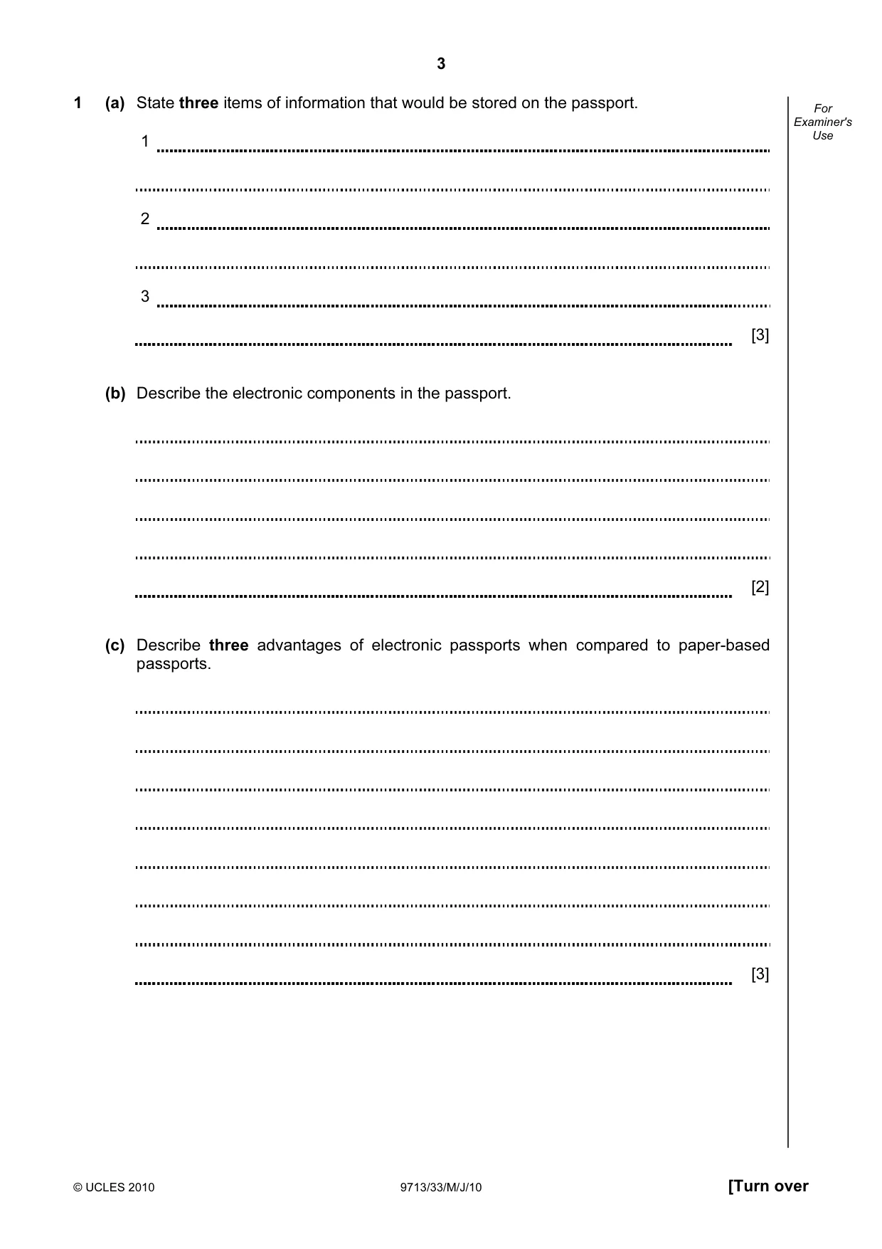 Cambridge A Level Applied Information and Communication Technology 9713 2010 May/June Paper 3 · Variant 3 question paper, page 3 of 20