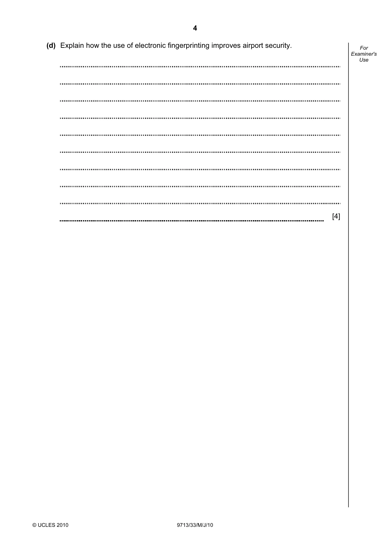 Cambridge A Level Applied Information and Communication Technology 9713 2010 May/June Paper 3 · Variant 3 question paper, page 4 of 20