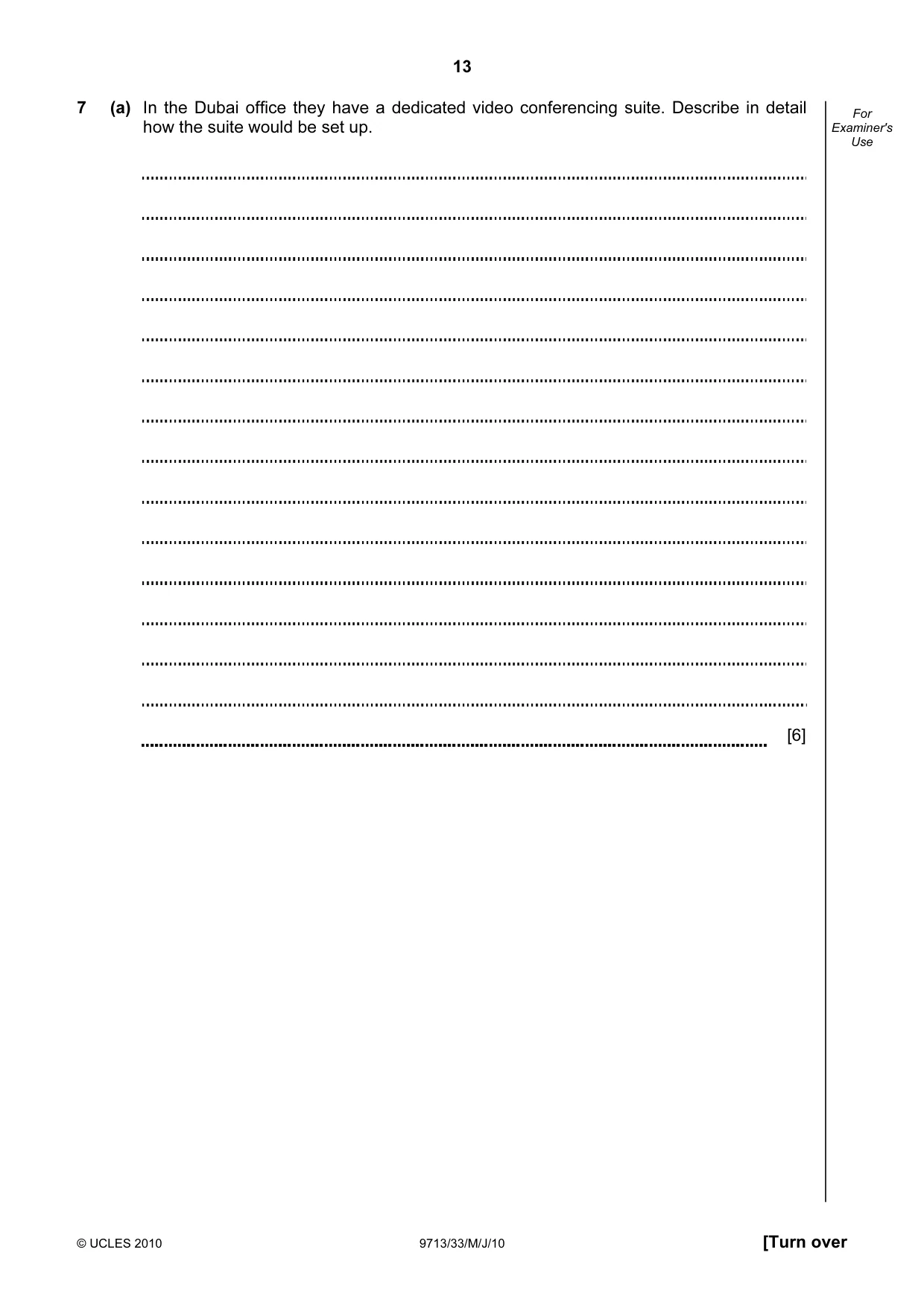 Cambridge A Level Applied Information and Communication Technology 9713 2010 May/June Paper 3 · Variant 3 question paper, page 13 of 20