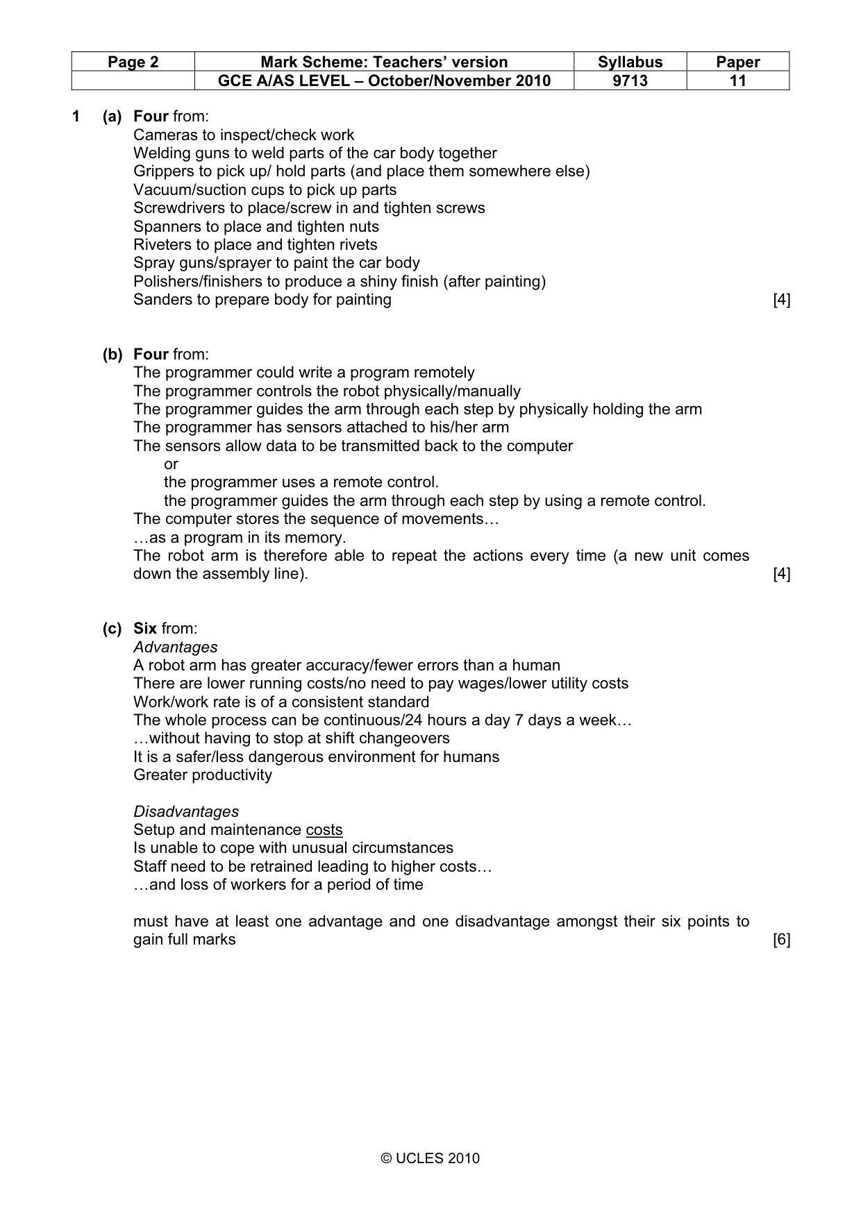 Mark scheme, page 2 of 8