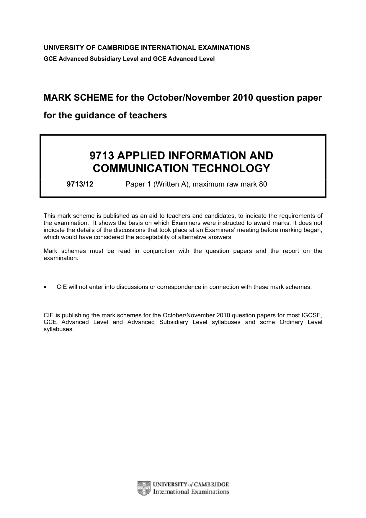 Mark scheme, page 1 of 8