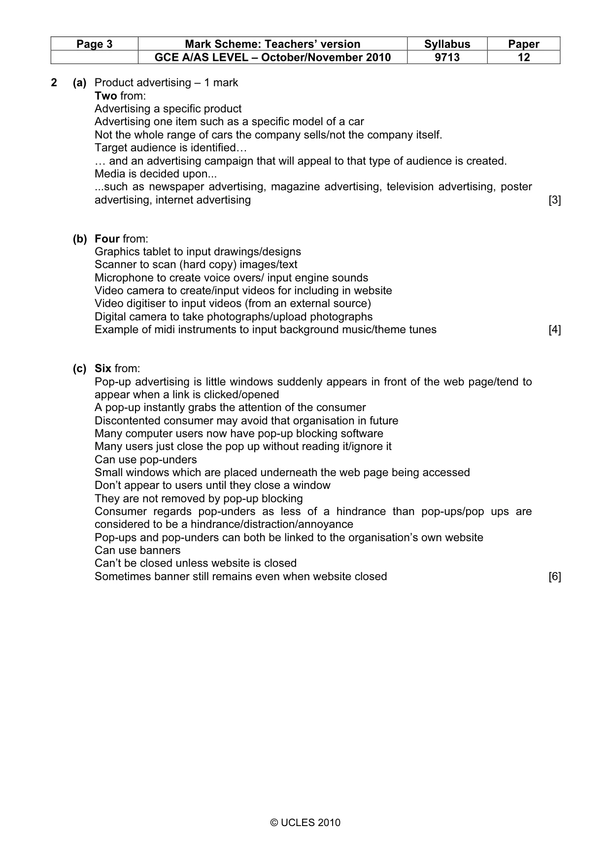Mark scheme, page 3 of 8