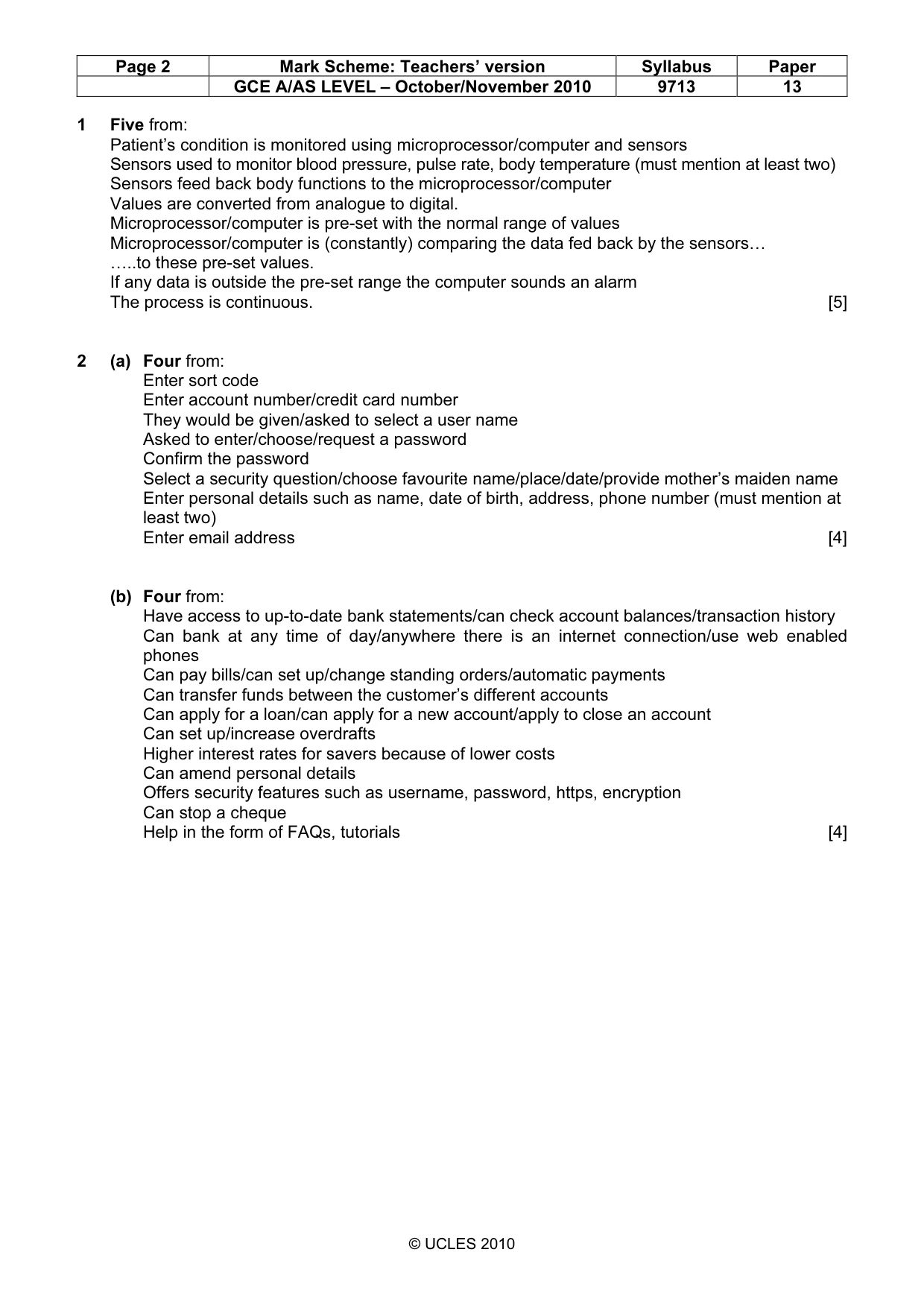 Mark scheme, page 2 of 7