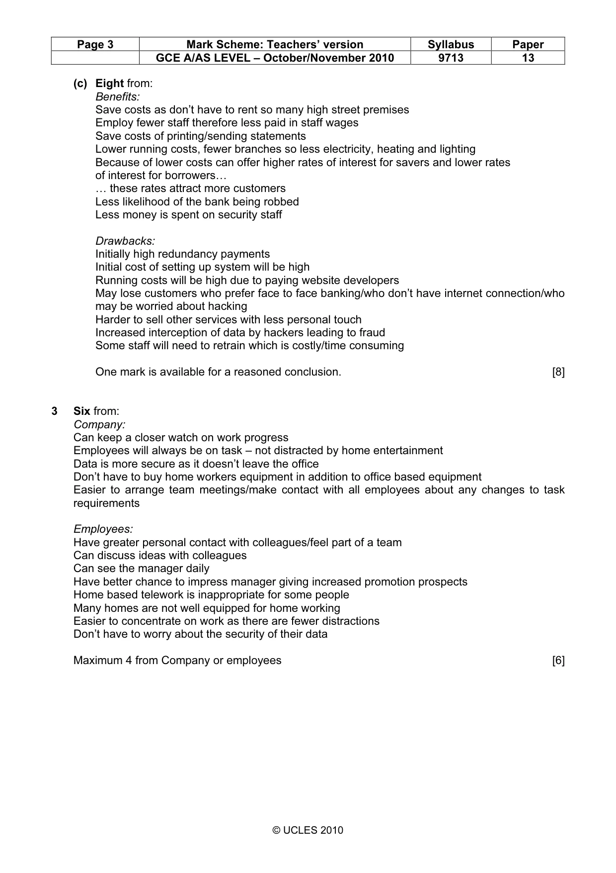Mark scheme, page 3 of 7