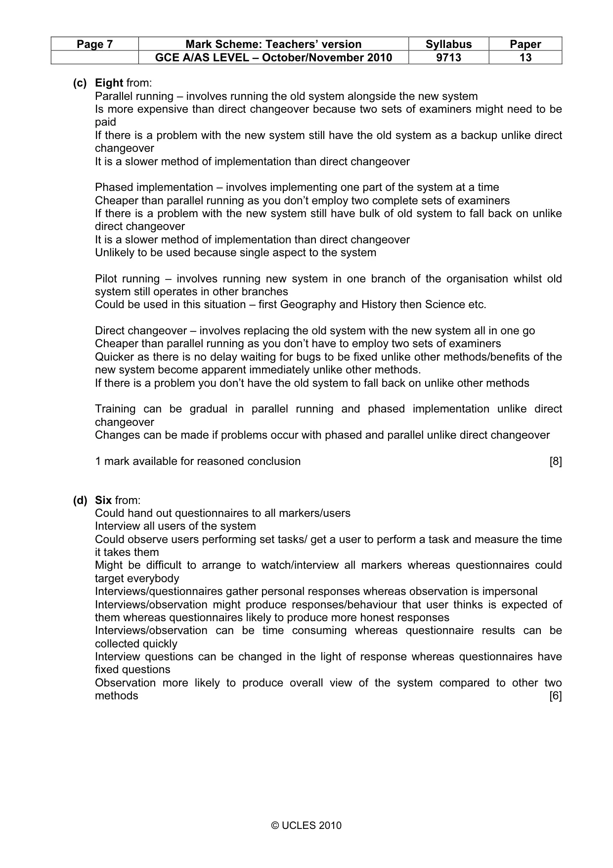 Mark scheme, page 7 of 7