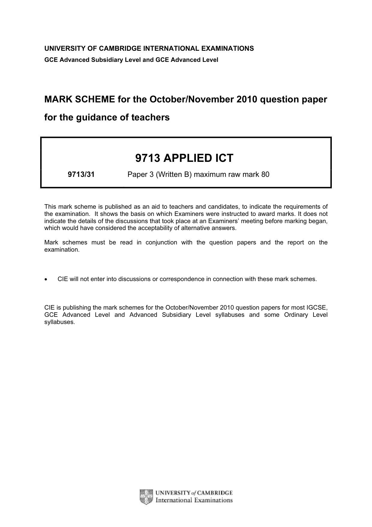 Mark scheme, page 1 of 7