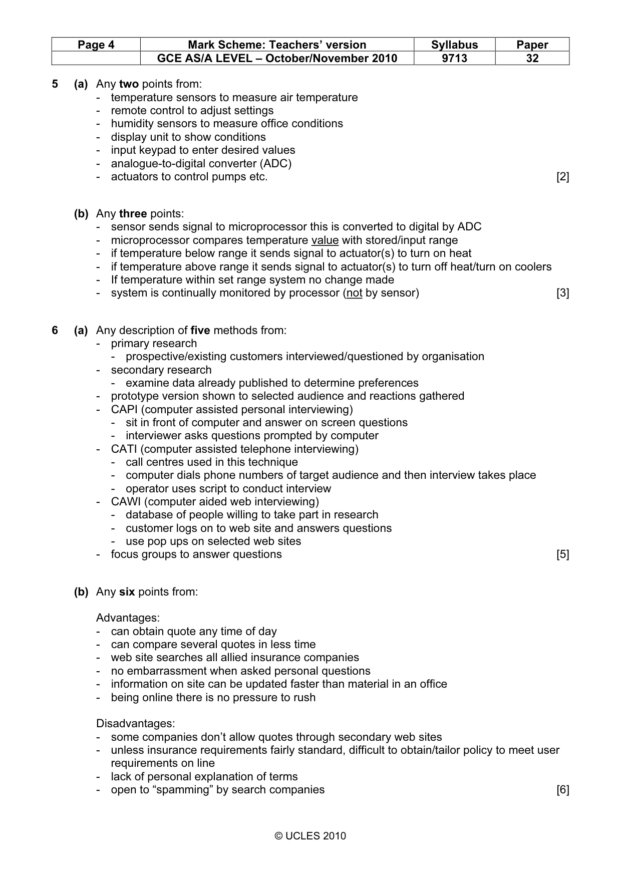 Mark scheme, page 4 of 7