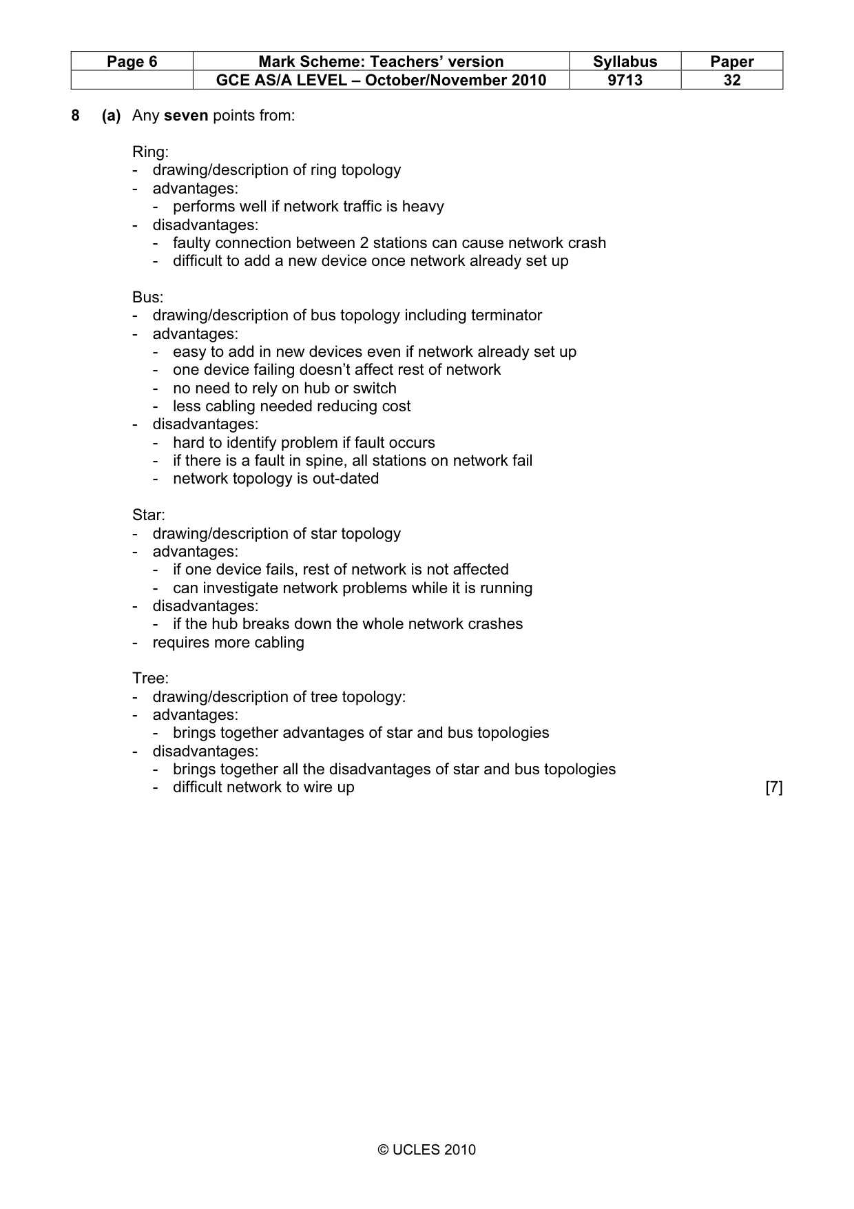 Mark scheme, page 6 of 7
