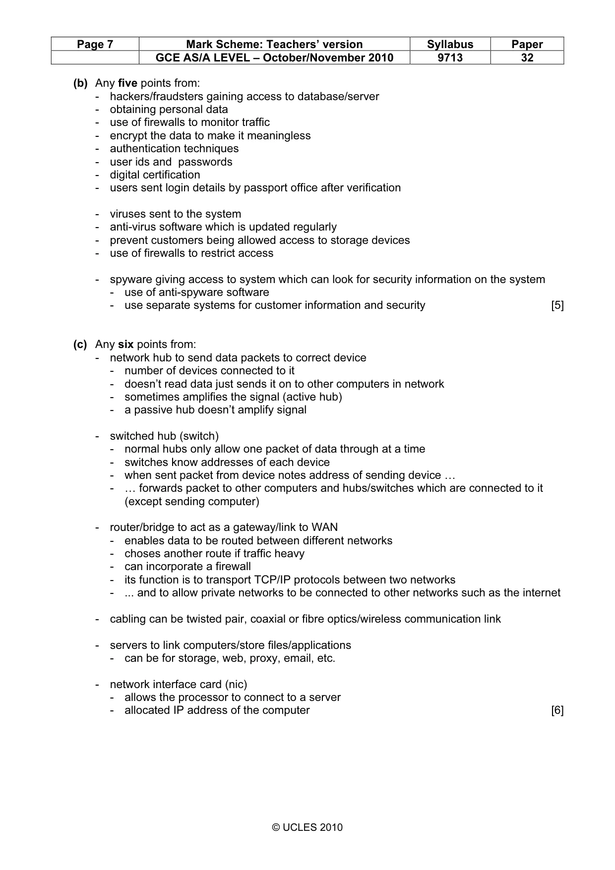 Mark scheme, page 7 of 7