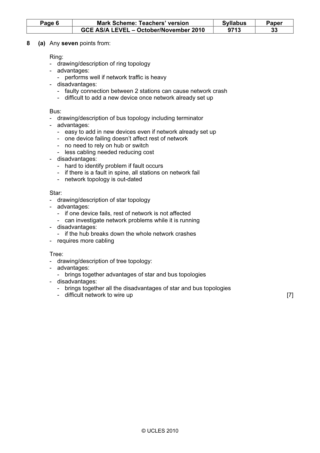 Mark scheme, page 6 of 7