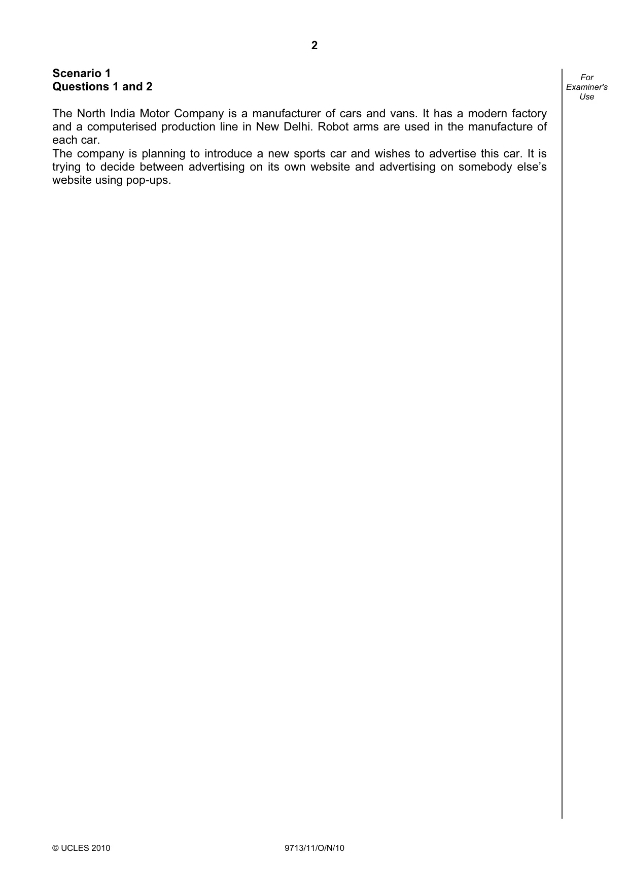 Cambridge A Level Applied Information and Communication Technology 9713 2010 Oct/Nov Paper 1 · Variant 1 question paper, page 2 of 20