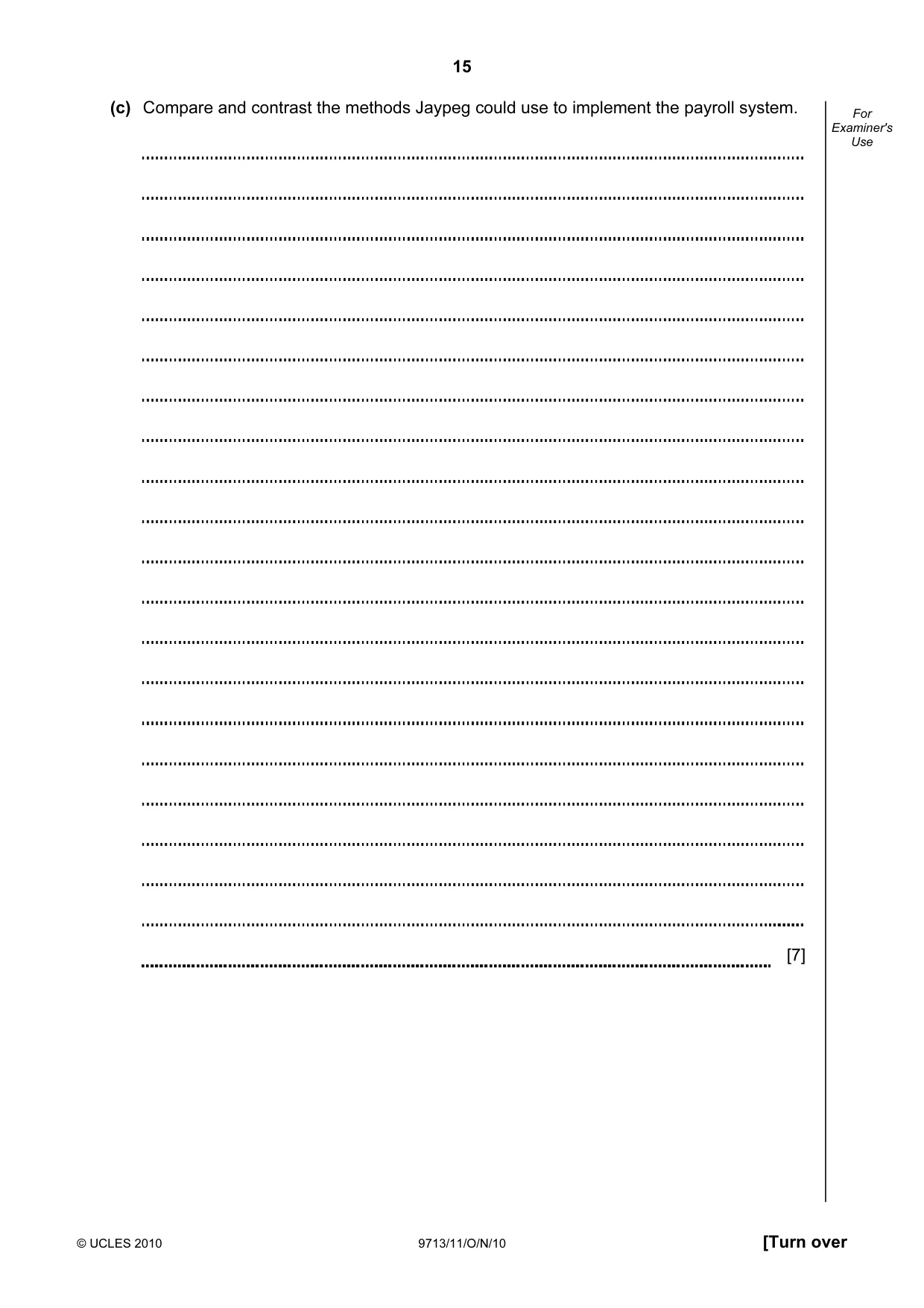 Cambridge A Level Applied Information and Communication Technology 9713 2010 Oct/Nov Paper 1 · Variant 1 question paper, page 15 of 20