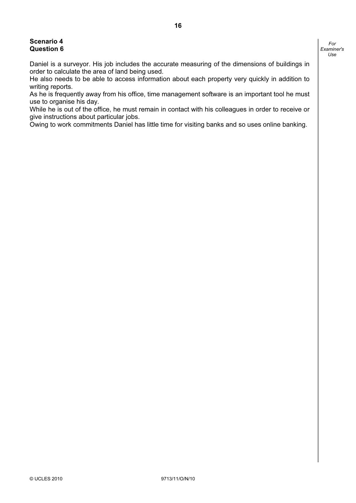 Cambridge A Level Applied Information and Communication Technology 9713 2010 Oct/Nov Paper 1 · Variant 1 question paper, page 16 of 20