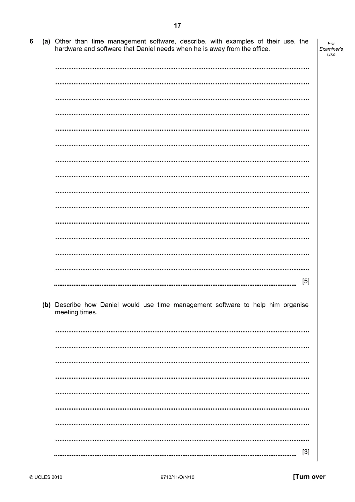 Cambridge A Level Applied Information and Communication Technology 9713 2010 Oct/Nov Paper 1 · Variant 1 question paper, page 17 of 20