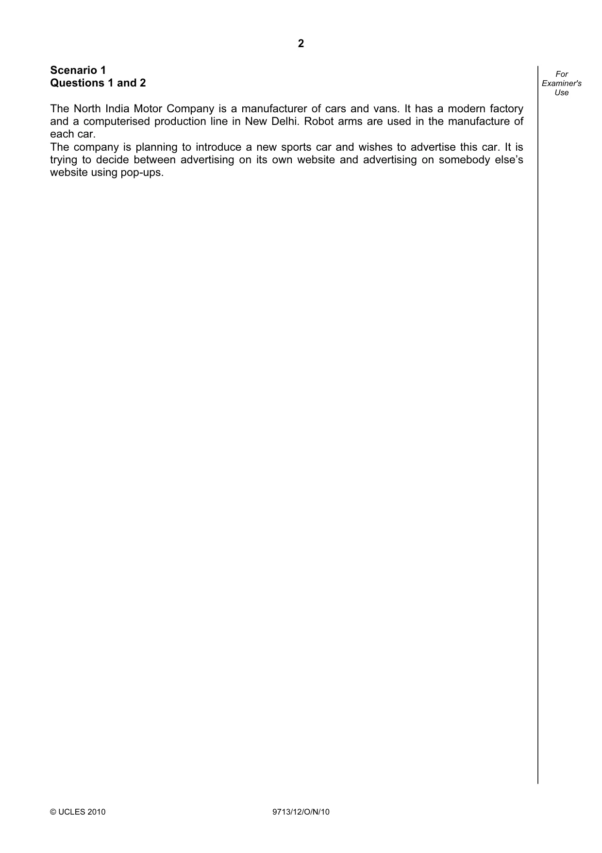 Cambridge A Level Applied Information and Communication Technology 9713 2010 Oct/Nov Paper 1 · Variant 2 question paper, page 2 of 20