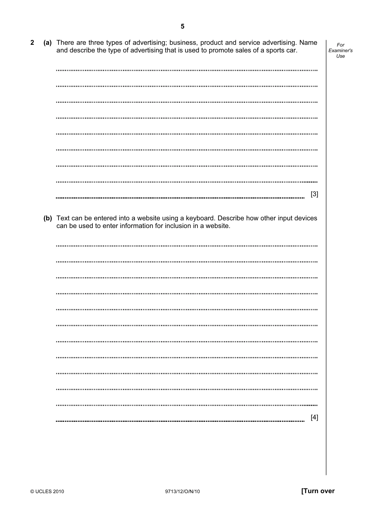 Cambridge A Level Applied Information and Communication Technology 9713 2010 Oct/Nov Paper 1 · Variant 2 question paper, page 5 of 20
