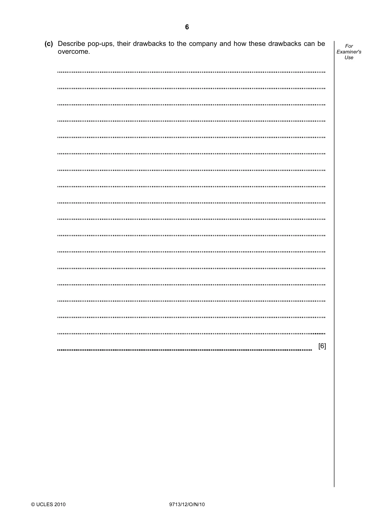Cambridge A Level Applied Information and Communication Technology 9713 2010 Oct/Nov Paper 1 · Variant 2 question paper, page 6 of 20
