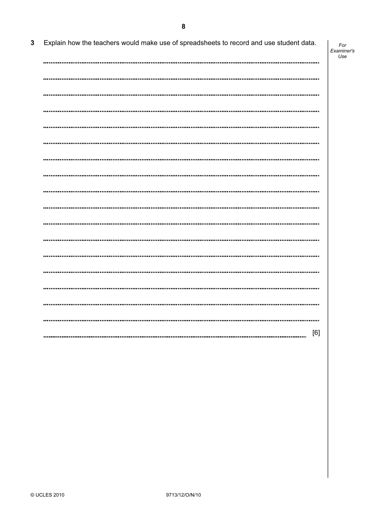 Cambridge A Level Applied Information and Communication Technology 9713 2010 Oct/Nov Paper 1 · Variant 2 question paper, page 8 of 20
